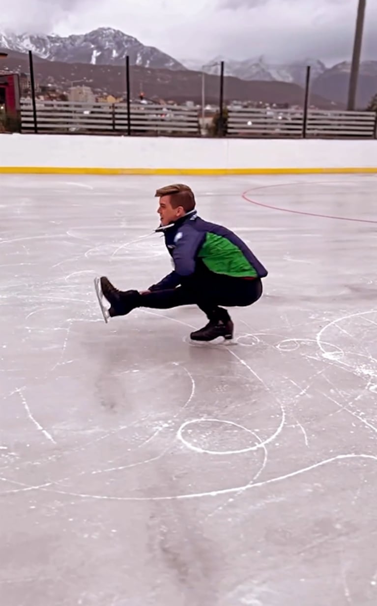 Lucas Benvenuto compartió todo su talento patinando sobre hielo: "Cinco minutos de prueba improvisados"