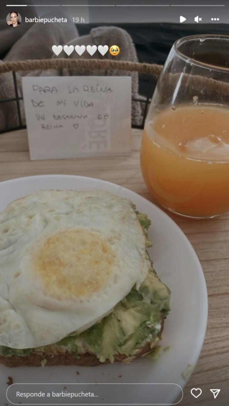 Lucas Rodríguez le preparó a Barbie Vélez un desayuno saludable, ideal para el embarazo