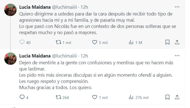 Lucía Maidana comunicado