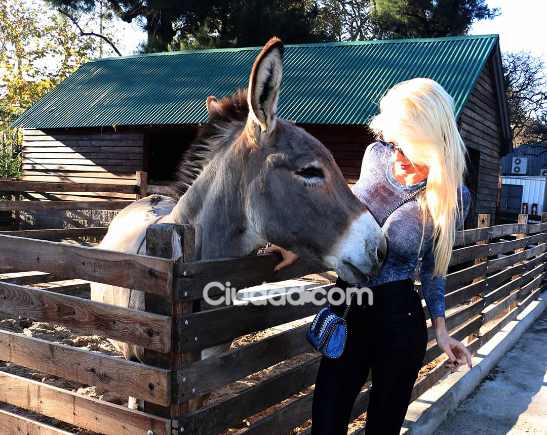 Luciana Salazar en medio del rodaje de Locos sueltos en el zoo. (Foto: Movilpress)