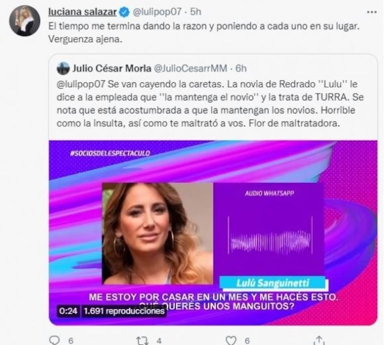 Luciana Salazar habló de Martín Redrado: "Me debe odiar porque su empleada ahora trabaja conmigo"