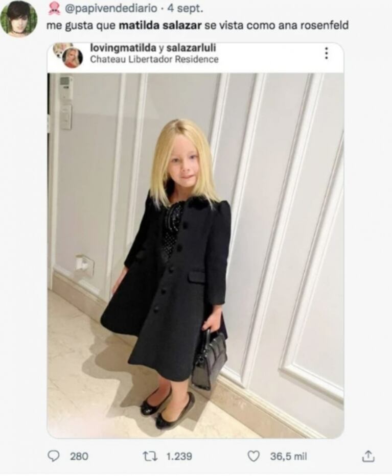 Luciana Salazar salió furiosa al cruce de quienes critican los looks de su hija Matilda: "Gente sin vida y llena de odio"