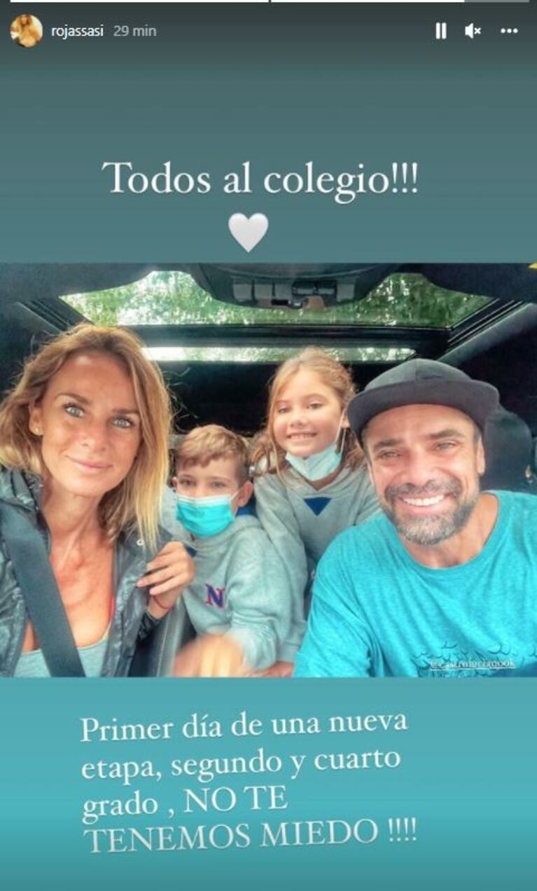 Luciano Castro y Sabrina Rojas, juntos en el primer día de clases de sus hijos: "Todos al colegio"