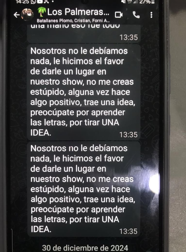 Luciano expuso a Marcos por sus dichos contra su papá.