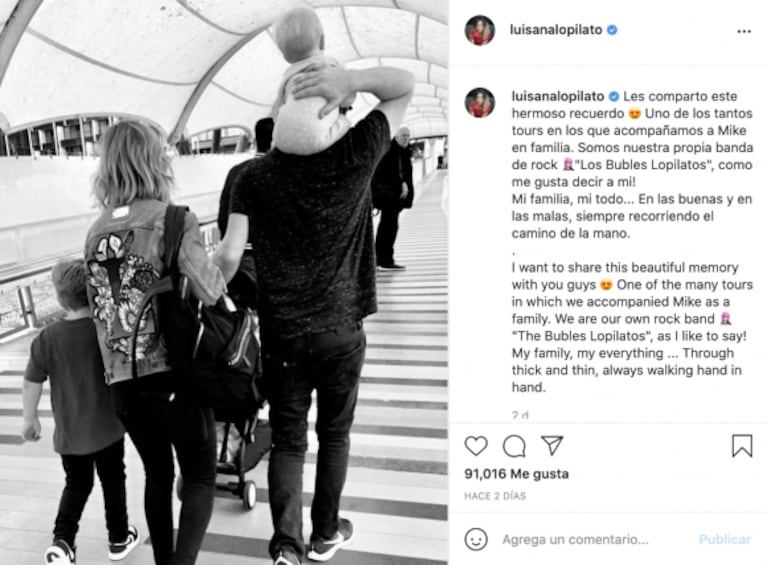 Luisana Lopilato compartió una tierna foto familiar de una gira con Michael Bublé: "Somos nuestra propia banda de rock"