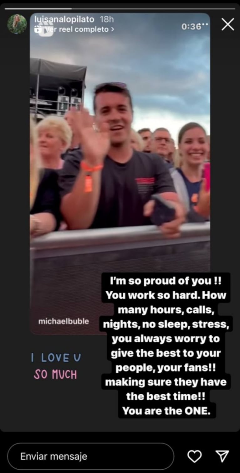 Luisana Lopilato le dedicó un apasionado posteo a Michael Bublé por su carrera: "Tan orgullosa"