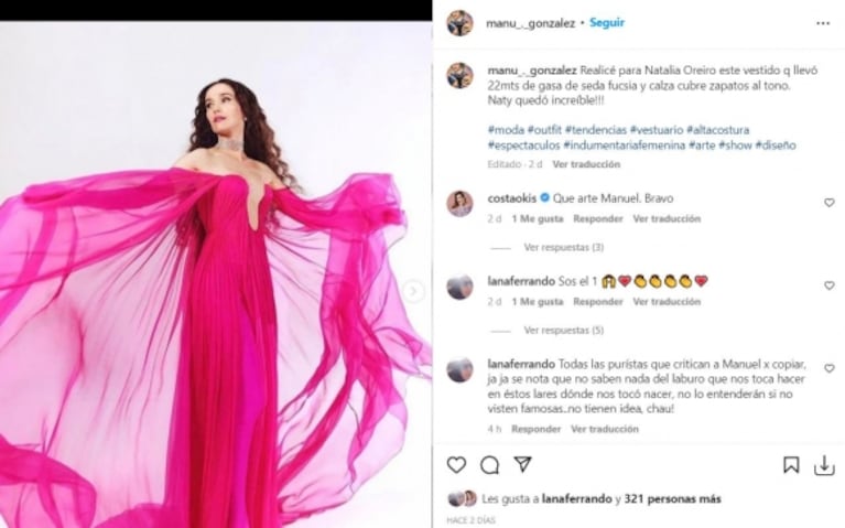 Luli Fernández fulminó a Natalia Oreiro y su diseñador por copiar los vestidos de Valentino