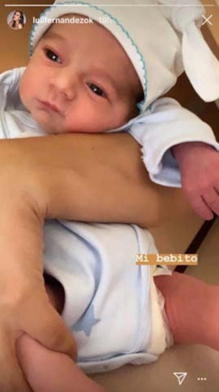 Luli Fernández mostró el rostro de su bebé, Indalecio, con una tierna foto: "Mi bebito"