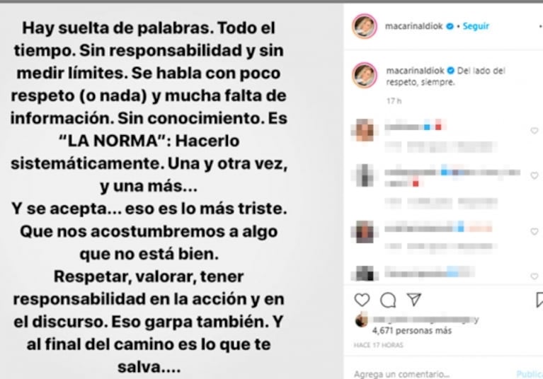 Maca Rinaldi, picante al escuchar la 'teoría' de que Hoppe podría volver con Laurita Fernández: "Poco respeto"