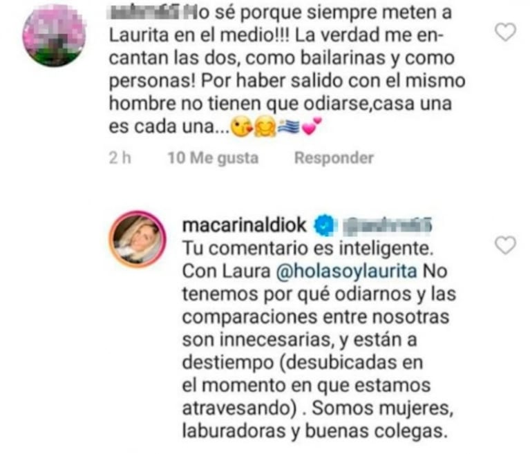 Maca Rinaldi respondió si le da miedo que Laurita Fernández vuelva al Bailando:  “La verdad que no; me encanta que baile”