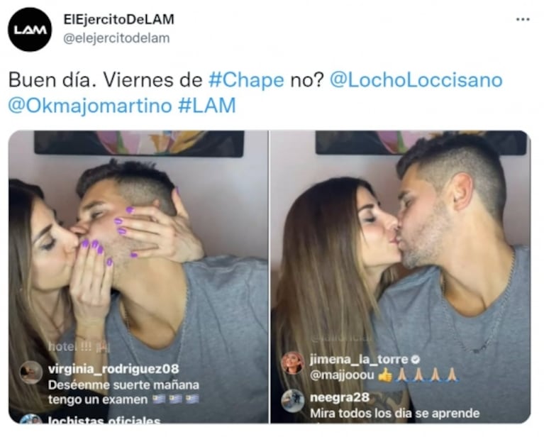 Majo Martino le comió la boca a Locho Loccisano en un vivo