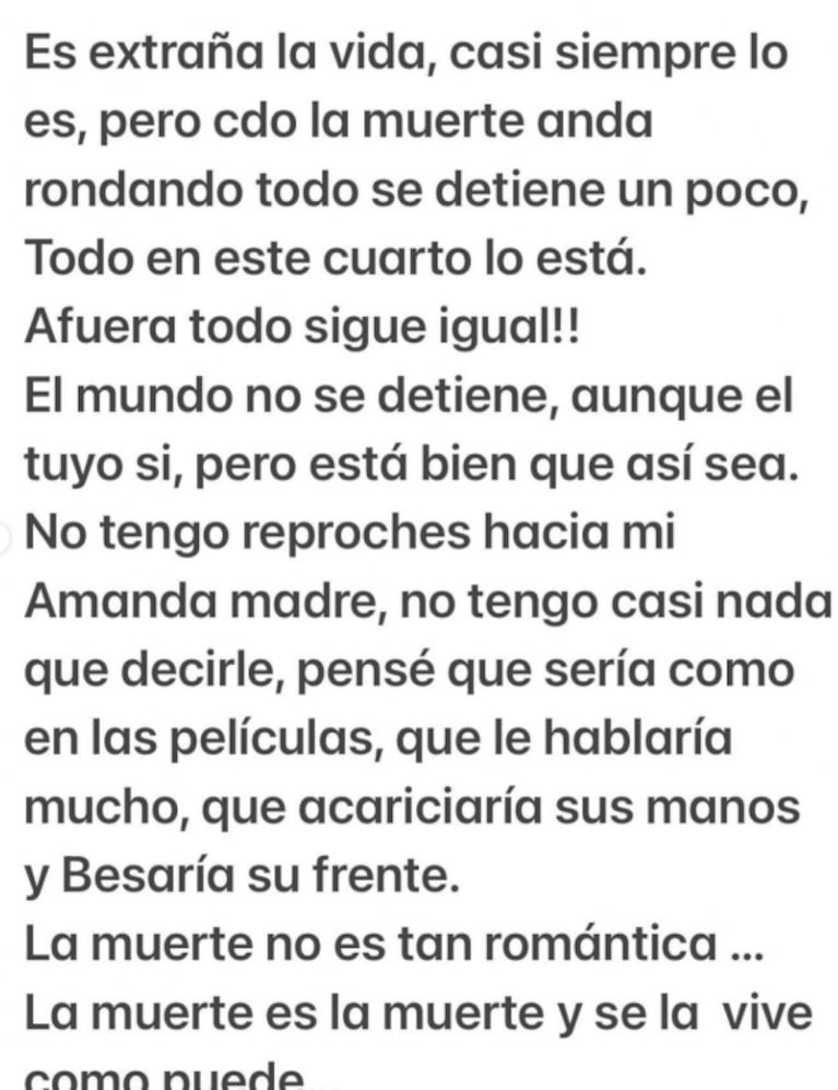 Maju Lozano se despidió de su mamá con una desgarradora carta: "Unidas en la espera de su muerte"