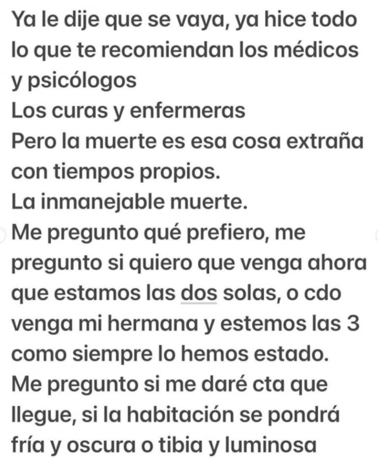 Maju Lozano se despidió de su mamá con una desgarradora carta: "Unidas en la espera de su muerte"