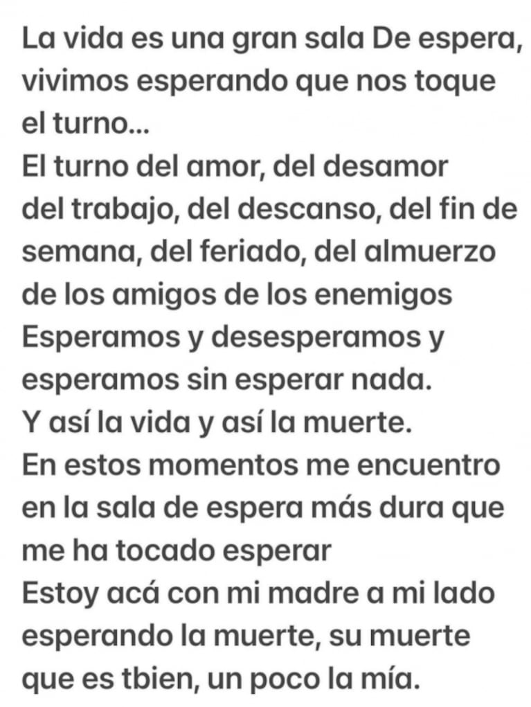 Maju Lozano se despidió de su mamá con una desgarradora carta: "Unidas en la espera de su muerte"