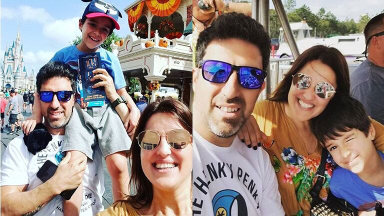 Maju Lozano y Julián Varde, juntos con su hijo en Disney (Fotos: Instagram).