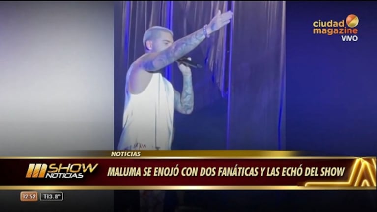 Maluma frenó un show para echar a dos fans: el video del tenso momento