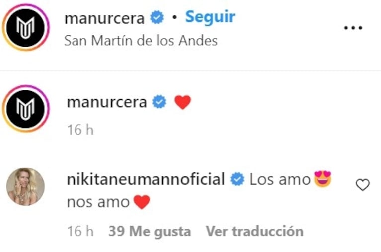 Manu Urcera demostró con un gesto el amor que siente por Nicole Neumann y sus hijas