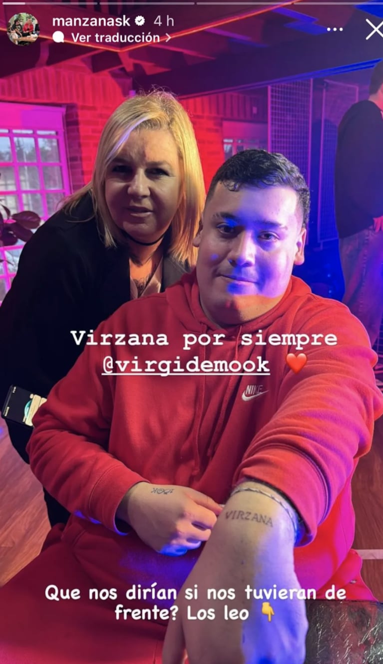 Manzana selló su amistad con Virginia mediante un tattoo.