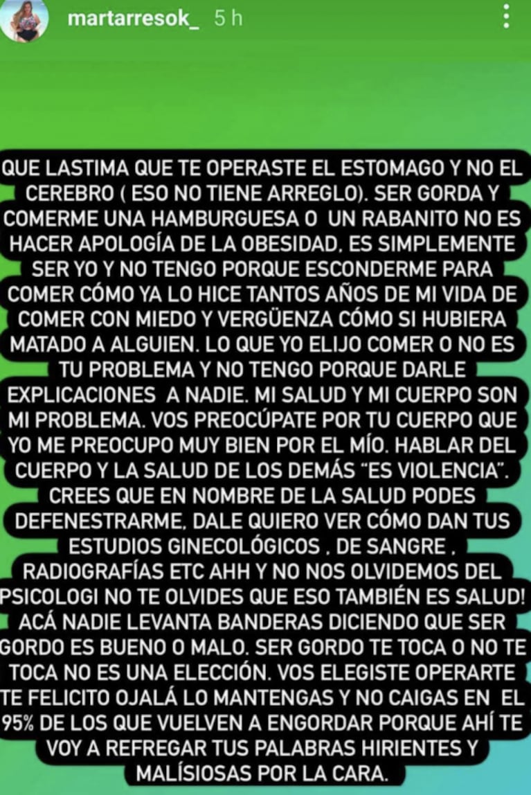 Mar Tarrés hizo un escandaloso descargo contra More Rial: "Lástima que te operaste el estómago y no el cerebro"