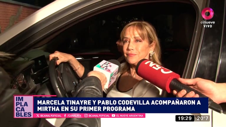 Marcela Tinayre en un móvil con Implacables.