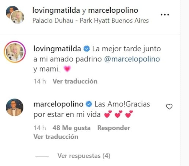 Marcelo Polino compartió el reencuentro con su ahijada Matilda, la hija de Luciana Salazar: "Gracias por estar en mi vida" 