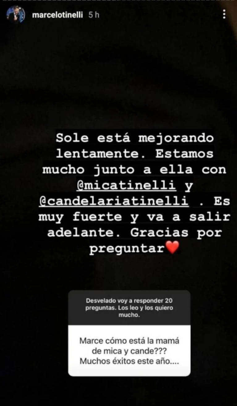 Marcelo Tinelli habló de la salud de su expareja Soledad Aquino: "Es muy fuerte y va a salir adelante"