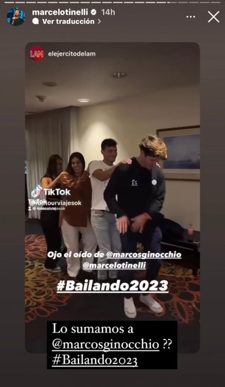 Marcelo Tinelli habló de las posibilidades de sumar a Marcos Ginocchio al Bailando 2023