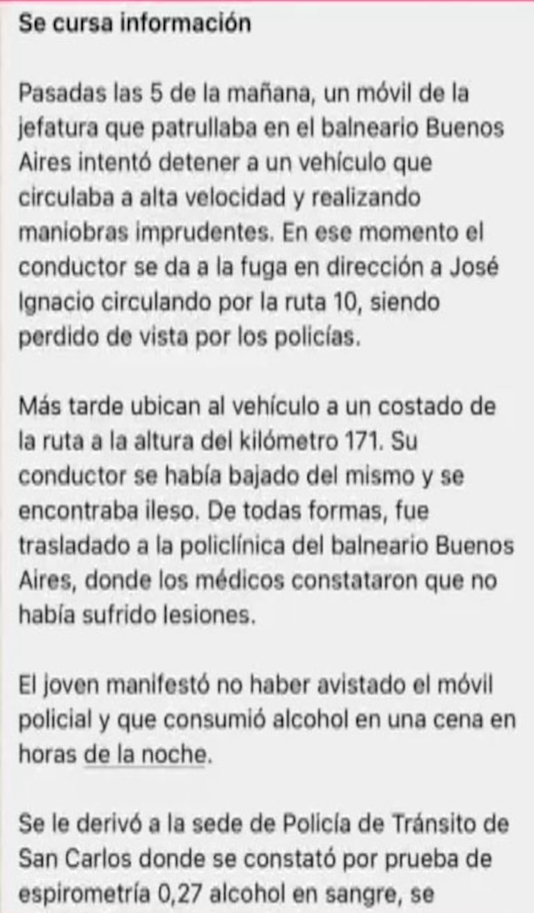 Marcelo Tinelli habló del accidente de su hijo Francisco en Uruguay: se habría fugado de un control policial