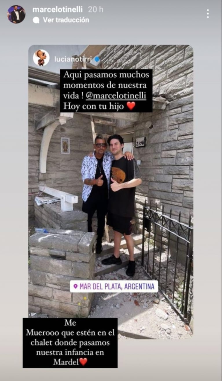 Marcelo Tinelli se emocionó con una foto del Tirri y su hijo Francisco: "En el chalet de nuestra infancia"