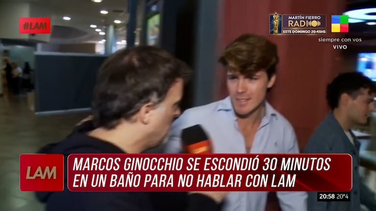 Marcos Ginocchio se encerró en el baño en un evento durante media hora: qué le pasó