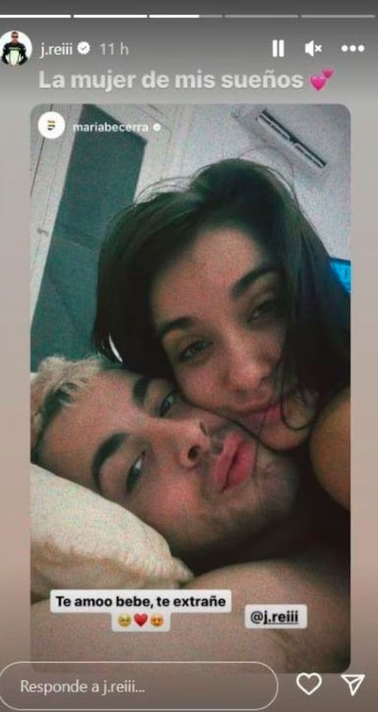 María Becerra compartió una foto súper íntima con J Rei en la cama: "Te extrañé"