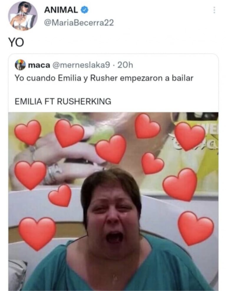 María Becerra reaccionó al ver a su novio y a Emilia Mernes juntos en un videoclip: "Yo"