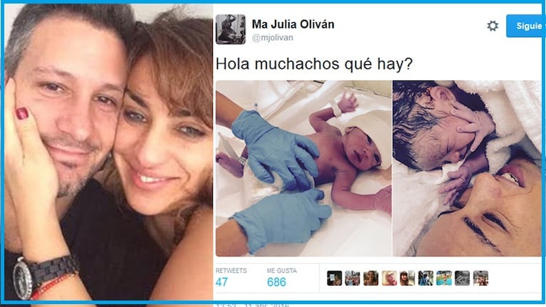 María Julia Oliván fue mamá de Antonio junto a Ariel Straccia. Fotos: Twitter y Web.