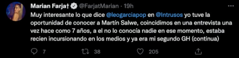 Marian Farjat apuntó contra Martín Salwe al contar un episodio que vivió con él en un auto: "No me dejaba bajar"