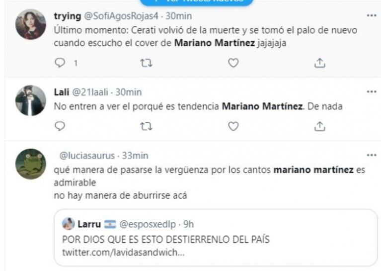 Mariano Martínez hizo un cover de Gustavo Cerati y lo destrozaron en las redes sociales