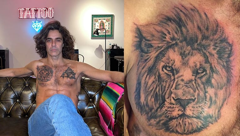 Mariano Martínez se tatuó un llamativo león en el pecho.