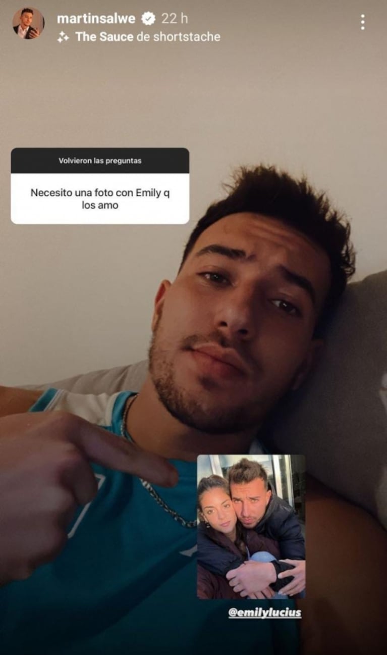 Martín Salwe mostró la primera foto con Emily Lucius tras salir de El Hotel de los Famosos