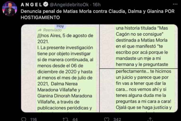 Matías Morla denunció penalmente a Dalma y Gianinna Maradona: las acusa de hostigamiento 