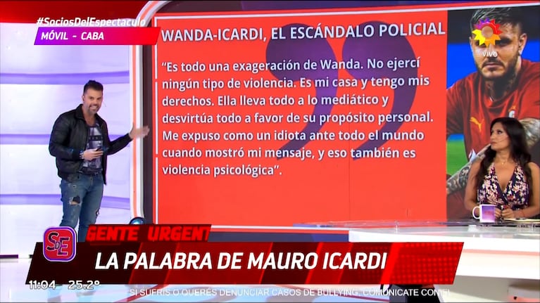 Matías Vázquez leyó los textuales de Mauro Icardi contra Wanda Nara.