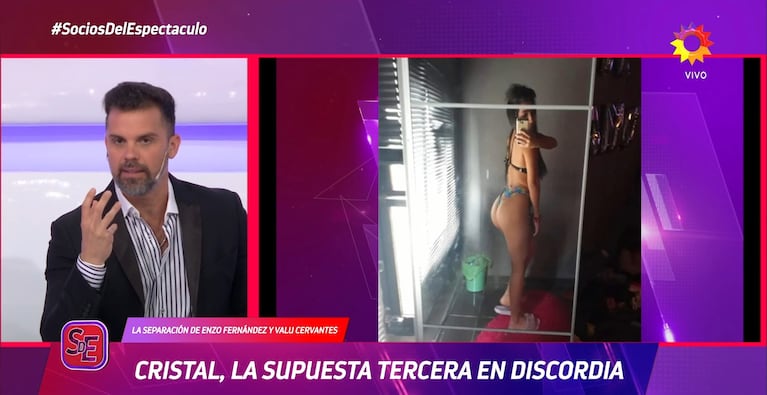 Matías Vázquez y las fotos de Cristal Gallo. Foto: captura eltrece.