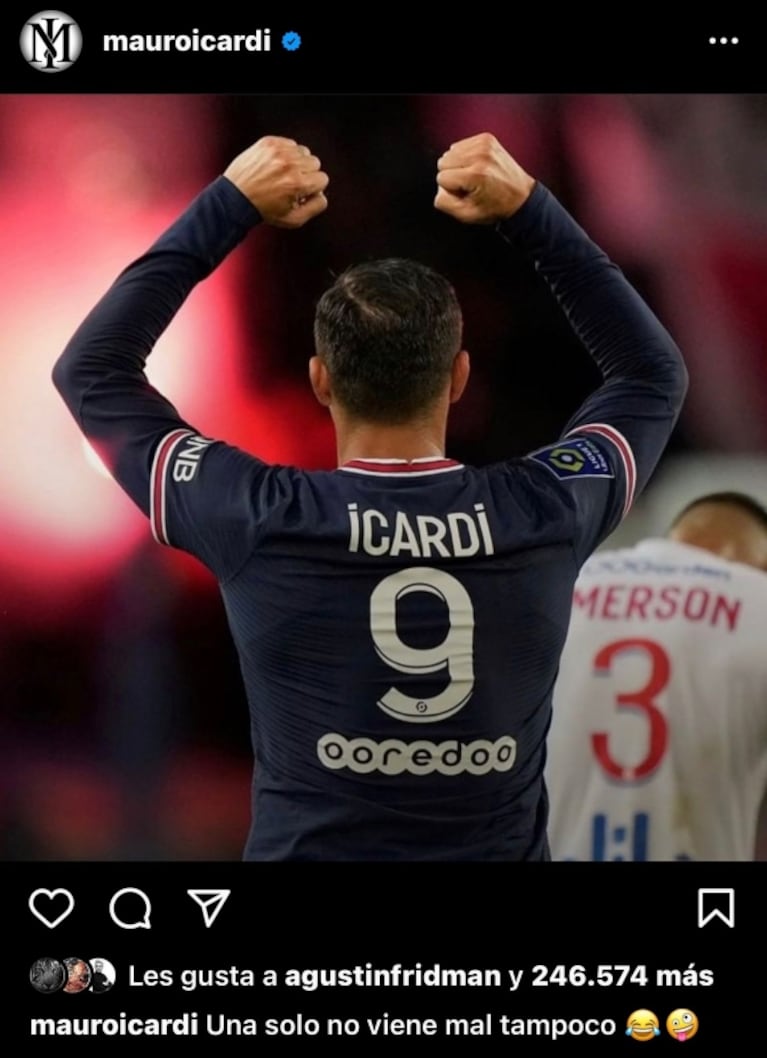 Mauro Icardi celebra su regreso al PSG y le manda un mensaje a Wanda Nara: "Una solo no viene mal tampoco"