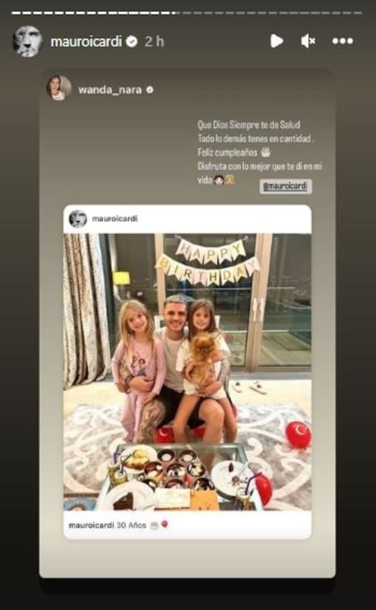 Mauro Icardi cumplió 30 años y Wanda Nara le dedicó un sorpresivo mensaje