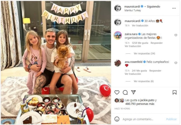 Mauro Icardi cumplió 30 años y Wanda Nara le dedicó un sorpresivo mensaje