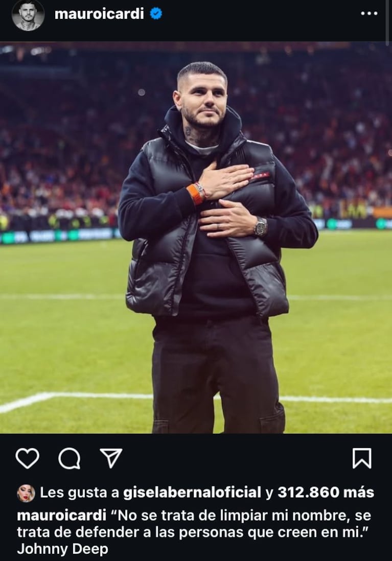 Mauro Icardi en sus redes sociales.