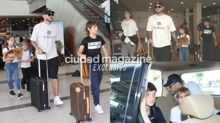 Mauro Icardi llegó a la Argentina para reencontrar con Wanda Nara junto a sus hijos y los de ella (Fotos: Movilpress)