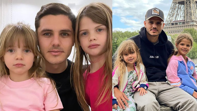 Mauro Icardi posó con sus hijas y sorprendió por su parecido.