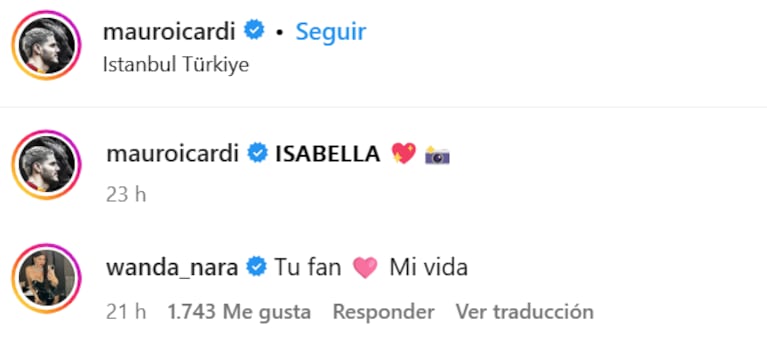 Mauro Icardi posteó las fotos más dulces de su hija Isabella alentándolo en la cancha: “Mi vida”