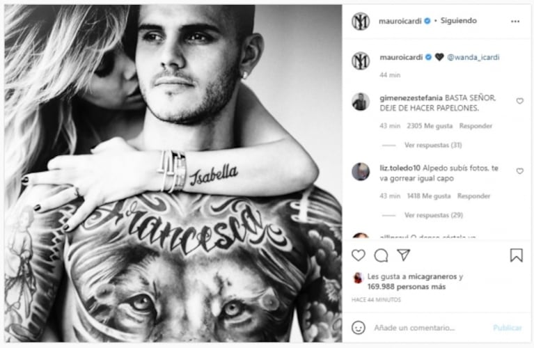 Mauro Icardi respondió al mensaje de la China Suárez con un contundente posteo: firme junto a Wanda y sus hijas