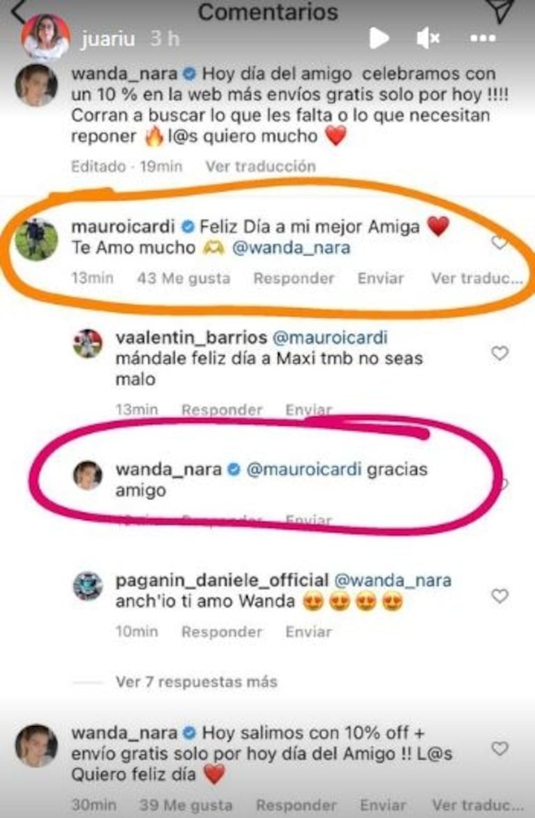 Mauro Icardi saludó a Wanda Nara por el Día del Amigo: ¿con palito para Maxi López?