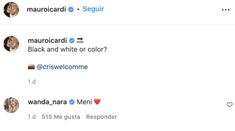 Mauro Icardi sorprendió con una foto subida de tono y Wanda Nara reaccionó con un corazón